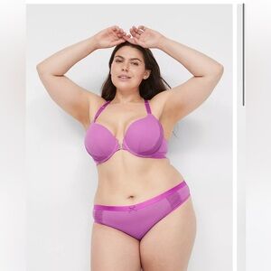 Cotton Thong with Lace Waist Purple Cactus Flower